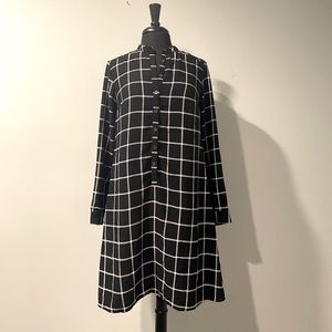 Chiffon Plaid Shirt Dress